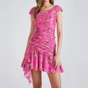 Shoshanna Midnight Mya Dress - Fuchsia/Gold